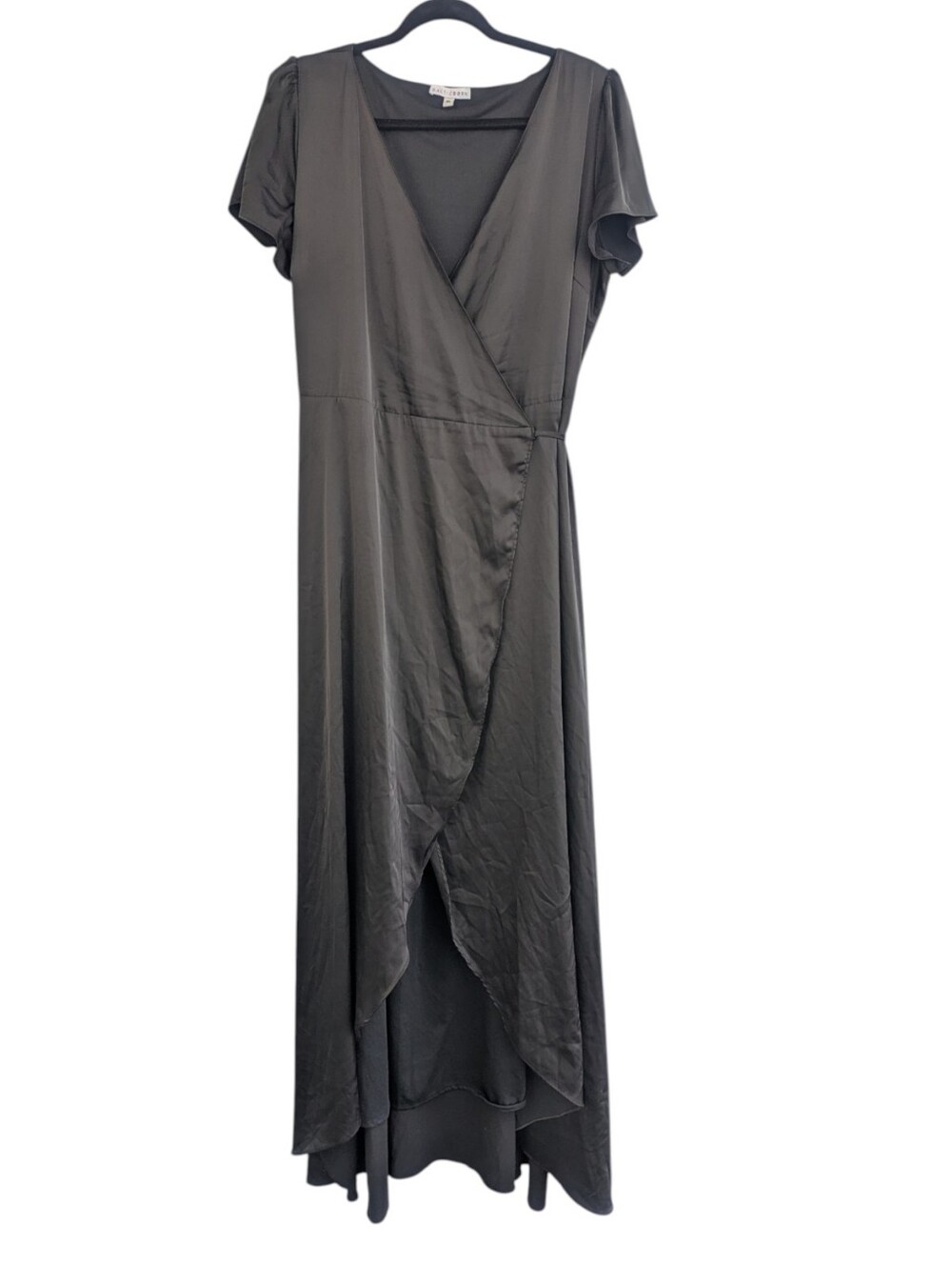 Baltic Born Black Satin Wrap Dress. XL